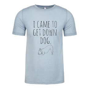 I Came To Get Down Dog, Graphic Men's Tee, Funny T Shirt, Shirts with Sayings, Stonewash Blue or Sage (XXL, Stonewash Blue)