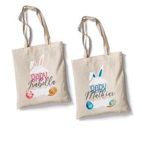 Personalized Custom Easter Basket For Girls Boys Kids Babies Custom Kids Easter Tote Bags Custom Easter Bag Custom Name Easter Basket Customized Candy Egg Easter Bunny Tote Bags Easter (Design 5)
