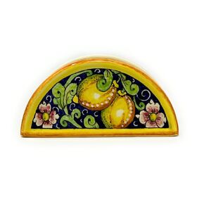 CERAMICHE D'ARTE PARRINI - Italian Ceramic Art Pottery Napkin Holder Hand Painted Pattern Lemons Made in ITALY Tuscan