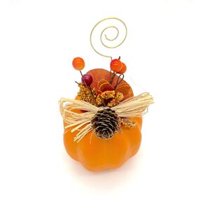 Orange Pumpkin Place Card Holders, Fall Wedding Decoration, Thanksgiving Table Setting, Harvest, Party Favor, Halloween - Set of 4