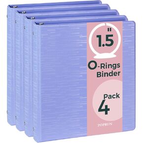 POPRUN 3 Ring Binder 1 Inch, PVC-Free Durable Organizer with 2 Inside Pockets for School & Office, Heavy-Duty Binder Holds 175 Sheets (8.5" x 11" Paper), 1 Pack, Pink