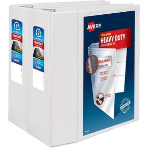 Avery® Heavy-Duty View 3 Ring Binder ، 5 "One Touch EZD® Rings ، White ، Pack of 2 prolders