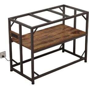 Sturdy Metal Aquarium Stand with Power Outlets, Adjustable Storage Cabinet - 660LBS Capacity, Black - Suitable for 40 Gallon Fish Tank, Turtle Tank, Fish Tank Accessories - Perfect Fish Tank Stand for Organization and Convenience