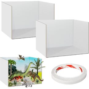 Woeuroi 2 PCS Diorama Kit ، Cardboard Diorama Box Supplies Diorama Supplies للعرض مع أشرطة مزدوجة من الجوانب لـ DIY ، حالة عرض ديوراما بيضاء ، 11.8 × 8.3 × 8.3 بوصة (2pcs)