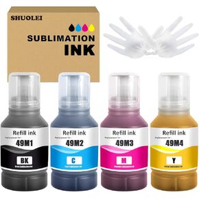 T49 T49M Sublimation Ink Refilled Bottles Compatible with F170 F570 Printer (4-Pack,T49M1 T49M2 T49M3 T49M4)