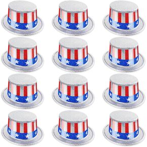 12 Pcs Independence Day Hat American Flag Top Hats Patriotic 4th of July Hats for Men Women Independence Memorial Day Party Costume Accessories