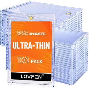 [2025 Upgraded] LOVFEN 50ct Magnetic Card Holders, Super Thin Premium 35pt One Card Holder Touch Card Protectors Hard Plastic Mag Case for Sports, Baseball, and Collectible Trading Cards