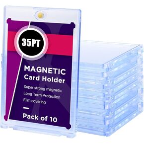35pt Magnetic Card Holder, Strong Magnetic Case, Ultimate Protection for Trading Cards, Football Baseball Basketball Star and Game Cards, 10pcs Hard Plastic Card Protector