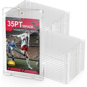 100ct Magnetic Card Holder, 35pt One Card Touch Holders for Trading Cards, U-V Protection Card Display Case Protectors Sleeves Hard Plastic Cover for Sports Game