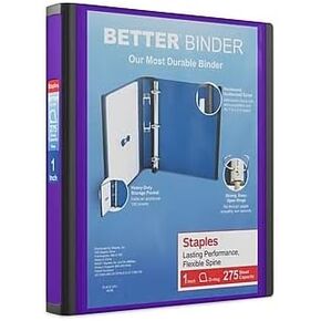 Staples 1-inch 3-Ring Better Binder, Purple, 3/Pack (ST55847-CCVS)