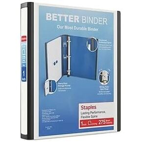 Staples 1-inch 3-Ring Better Binder, White, 3/Pack (ST55840-CCVS)
