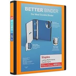 Staples 1 1/2 بوصة 3 حلقات Binder ، برتقالي ، 3/حزمة (ST55857-CCVS)