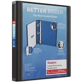 Staples 1-inch 3-Ring Better Binder, Black, 3/Pack (ST55838-CCVS)