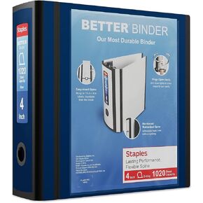 Staples 1618290 Better 4-Inch 3 Ring View Binder Blue