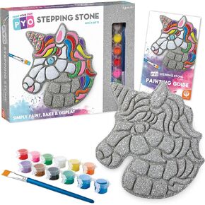 MindWare Paint Your Own Stepping Stone Unicorn - Kit Includes Weather Proof Stone, Paint and Brushes