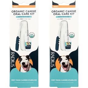 RADIUS USDA Organic Dental Solutions Puppy Kit 1 Unit, 1 Dog Toothbrush & 1 0.8oz Toothpaste, Ultra Soft Bristle & Non Toxic Toothpaste for Dogs, Designed to Clean Teeth, Xylitol Free