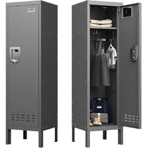 Metal Cabinet Home Office Storage, Lockable Steel Locker with Door, 54" Height, Multi-Purpose for Home, Office, Gym, School, Garage