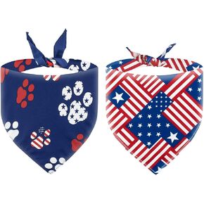 الرابع من يوليو الكلب Bandanas ، العلم الأمريكي Dog Bandana Bandana Bandana Red White and Blue Pet Pet for Dogs & Cats Holiday Gift
