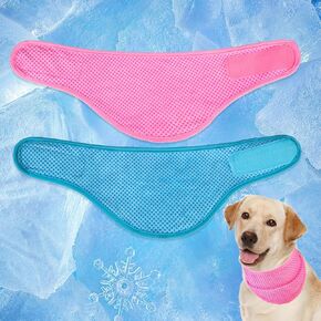 EXPAWLORER Dog Cooling Bandana - 2 Pack Instant Chill Out Pet Scarf Adjustable, Summer Outdoor Ice Neck Cooler, Prevent Sunstroke for Small Medium Large Breeds (Navy Green, L)