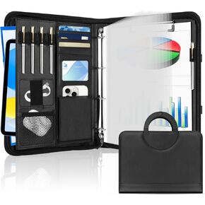 Portfolio Binder Organizer,Padfolio Binder with Notepad & Clipboard, Zipper Portfolio Folder with Pockets Protective 11 Inch Tablet Sleeve, Documents, Resume, Cards, Passport & Tickets