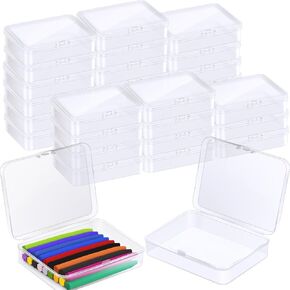 30 Pcs Plastic Crayon Box with Lid, Clear Crayon Organizer Holder Case Crayon Storage Containers for Art Crafts School Classroom Supplies (30)