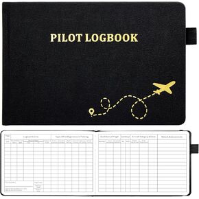 JUBTIC Pilot Logbook, Flight Log Book with 112 Pages to Record 48 Flights, Pilot Log Book for Professional, Student Pilots, Aviation Logbook(5.6 * 8.5")- Black
