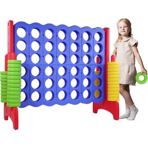 Giant 4-in-A-Row Connect Game Outdoor, 3.5FT Jumbo 4-to-Score Yard Game for Kids & Adults, 42 Rings & Quick-Release Slider