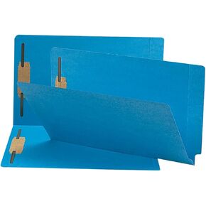 Smead End Tab Fastener File Folder, Shelf-Master® Reinforced Straight-Cut Tab, 2 Fasteners, Legal Size, Blue, 50 per Box (28040)