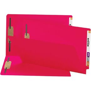 Smead End Tab Fastener File Folder, Shelf-Master® Reinforced Straight-Cut Tab, 2 Fasteners, Legal Size, Red, 50 per Box (28740)