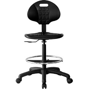Chair Master-Heavy Duty Ergonomic Drafting Stool Black - Easy to Clean! Quick Ship - Largest (20") Adj. Footring and Base (26") in The Market. Seat Ht Range (23"-33"). for Home, Auto, Lab, Cleanroom.