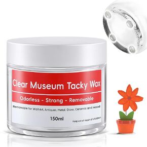 Enhon 5 oz/ 150ml Clear Exhibit Gel for Exhibits, Removable Adhesive Putty for Museum Collections, Reusable Transparent Wax for Antiques, Glass, Ceramic, Art Crafts and Action Figures