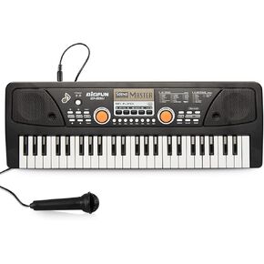 Raimy Piano Keyboard for Kids 49 Keys Portable Keyboard Piano Early Learning Educational Electronic Musical Instrument Toys Gifts for 3 4 5 6 7 8 9 Year Old Boys and Girls (Black)