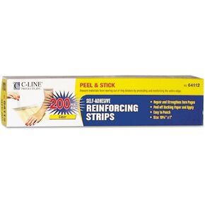 C-Line Self-Adhesive Reinforcing Strips, 1 x 10.75, Clear, 200/Box
