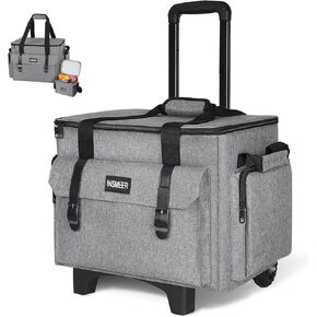 INSMEER Rolling Teacher Bag with Wheels, Padded Laptop Compartment for up to 15.6 Inches Laptop, Wheeled Teacher Tote Bag with Insulated Lunch Bag Gift for Teaching, Office, Nursing