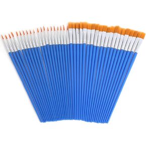 Small Paint Brush Bulk, 40 Nylon Hair Paint Brushes, Flat Head Round Acrylic Paints Brushes, Suitable for Children's Classroom, Acrylic Watercolor Canvas Face Painting Touch-Up Color (Blue)