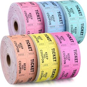 Kosiz 12, 000 Tactical Raffle Tickets, Double Roll, Raffle Tickets 2000 Tickets per Rollfor Events, Carnivals, Entry, Drink/Food Tickets, Classroom Reward, Bingo, Auction, Prizes, 6colors