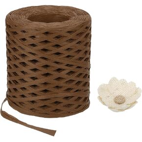 MECCANIXITY Raffia Paper Craft Ribbon 200m/656ft String Kraft Packing for Gift Wrapping, Packing, Crafting Supplies Coffee in Kuwait