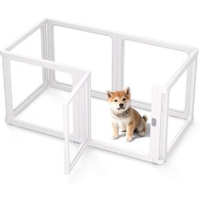Citylife Clear Acrylic Plastic Dog Playpen Indoor,for Puppy Cat Rabbit Ferret Transparent Pet Pen,Easy Assemble Whelping Crate Kennel Cage Enclosure for Small & Medium Dogs 6 Panels