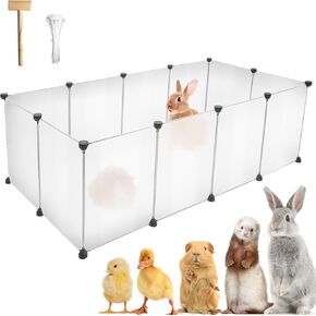 12 لوحة Pet Playpen 16 "x12" Bunny Pen Rabbit Cage Pet Beence Diy Diy Plastic Leaching for Guinea ، الأرنب ، الهامستر ، القنافذ (واضح)