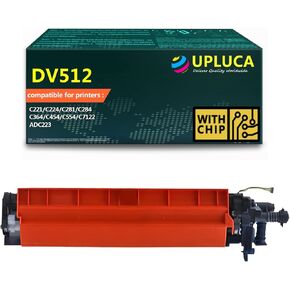DV512 Developer Unit Compatible with Konica Minolta DV-512K DV-512C DV-512M DV-512Y Work for C221，C224，C281，C284，C364，C454，C554，C7122，ADC223 High Yield (1-Pack,Black)