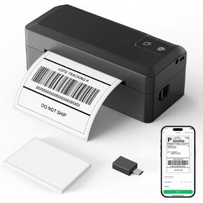 Shipping Thermal Label Printer, 4x6 Portable Label Printer, Bluetooth Label Maker for Small Business, Support iPhone,Android,Windows,Mac,Chromebook,Works with USPS, Ebay,Shopify&More, White