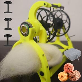 Smart Yarn Spinner Machine- Electric Spinning Wheel - 120g Capacity Pet Hair Spinner with Foot Switch & 3 Spools,12v Drum Carder- Forward/Reverse Switch,Adjustable Speed,Pink (D)