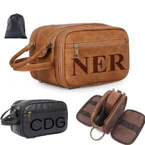 Personalized Toiletry Bag for Men Handcrafted, Custom Leather Dopp Kit for Men, Personalized Gifts for Men, Father, Husband, Boyfriend, Groomsmen, Best Man Gifts, Shaving Bag Cosmetic Bag