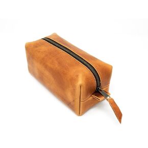 Leather Dopp Kit, Men's Natural Leather Travel Kit, Monogrammed Toiletry Bag, Horween Leather Travel Case