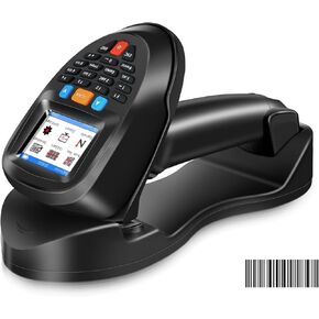 Inventory Scanner Wireless, JRHC 1D Laser Barcode Scanner with Charging Base Barcode Reader Data Terminal Data Collector 2- in -1 USB Connection & 2.4G Wireless Bar Code Scanners with Screen