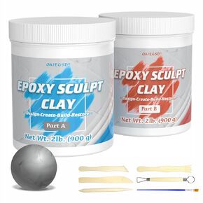 4 Pound White Epoxy Putty Sculpt Clay, 2 Part (A & B) Modeling Compound for Sculpting, Modeling, Building, Repairing, Self-Hardening Epoxy Clay Easily Repairs Metal, Wood, Tile, Ceramics, Plastic