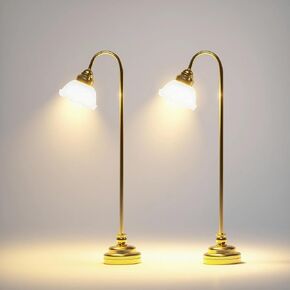 2pcs Dollhouse Miniature Lamp, 1:12 Scale LED Light Battery Operated Dollhouse Floor Lamp for Dollhouse Decoration Accessories