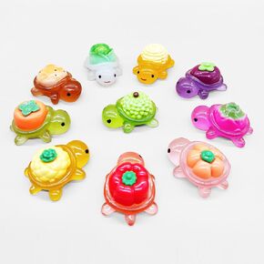 50pcs Mini Resin Turtle Figurines Whimsical Fruit & Vegetable Tiny Turtle Figures to Hide Glow in The Dark Miniature Plastic Sea Animals Bulk Small Dollhouse Accessories Decor Crafts (7 Styles Mix)