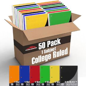 Trail maker Bulk Notebooks 50 Pack - One Subject Notebooks College Ruled Bulk Notebooks for Kids, School, Journaling, Note Taking, Students, or Work