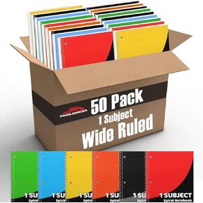Trail maker 50 Notebooks Pack – One Subject Notebooks Wide Ruled Bulk 70 Sheets Notebooks for Kids, School, Journaling, Note Taking, Students, and Work